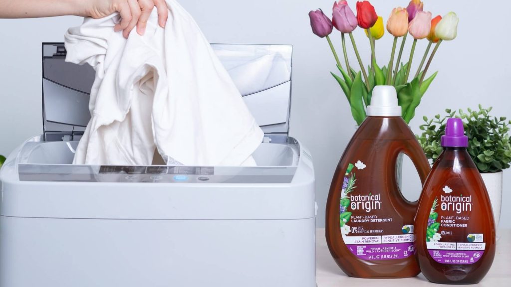 Eco-friendly detergent in a sustainable container.